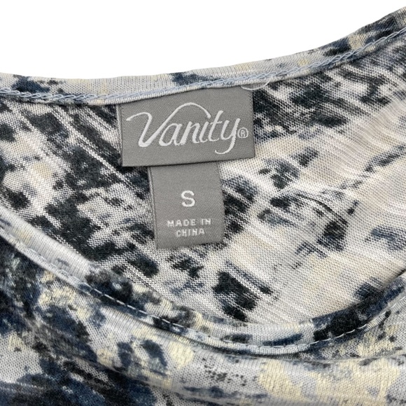 Vanity Print Cut Out Sheer Back Top Size Small - Picture 5 of 14